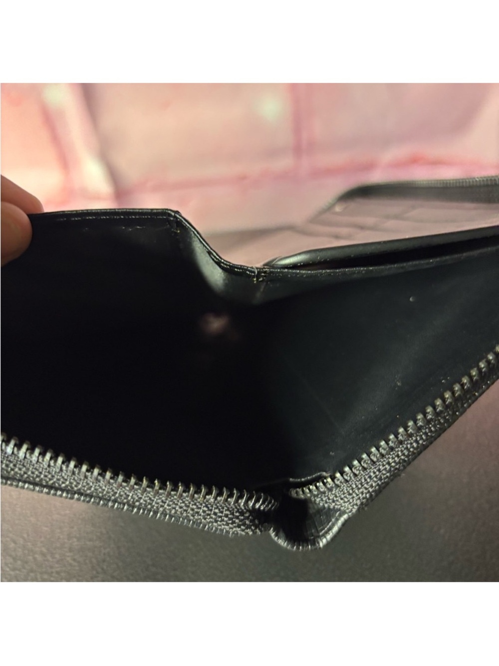 Badgley Mischka Black Zip Around Wallet with Monogram Accent - Picture 6 of 6